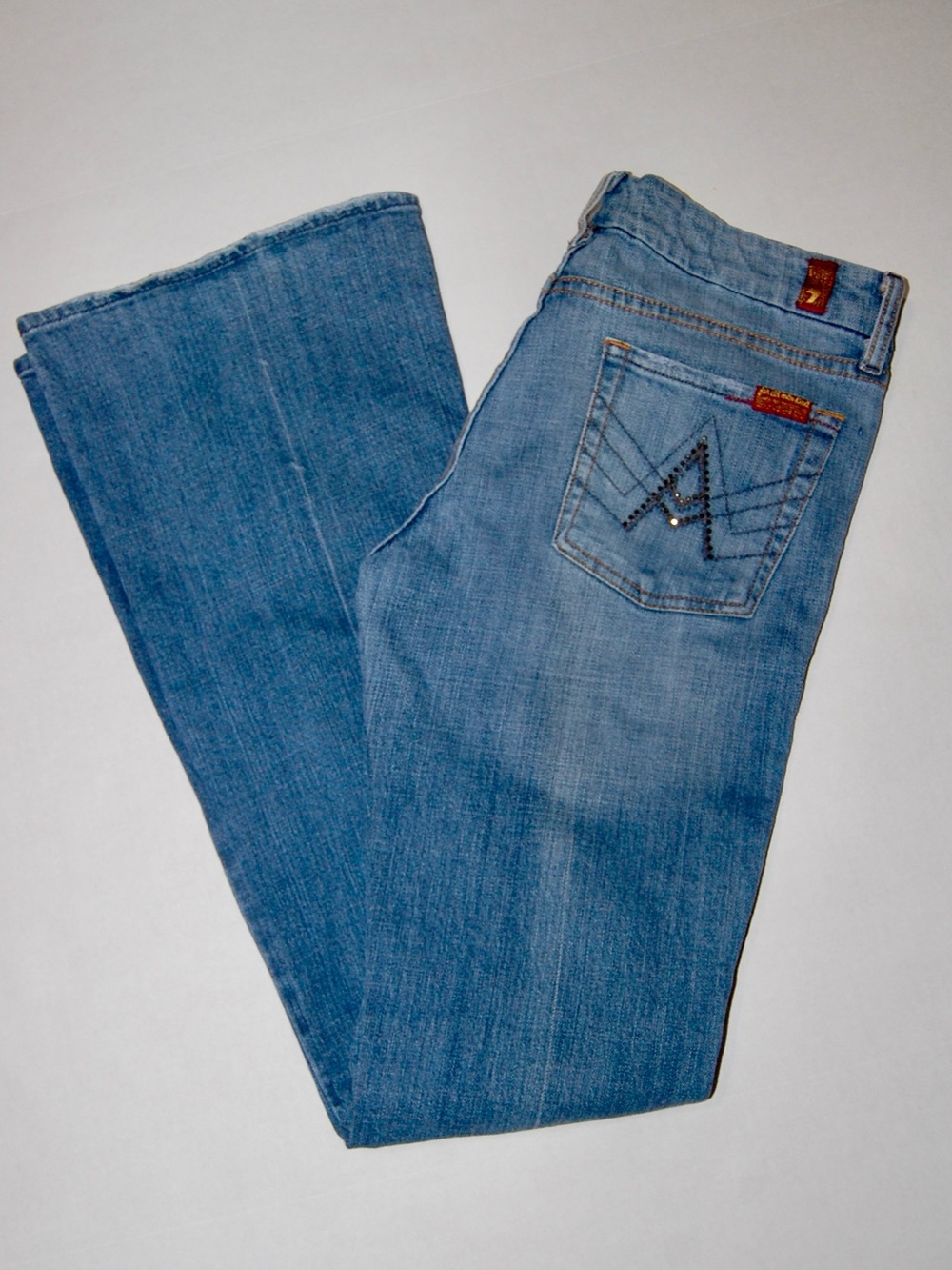 Vintage Y2K 7 For All Mankind A Pocket Flare Jeans Size 29 Medium Wash Low Rise